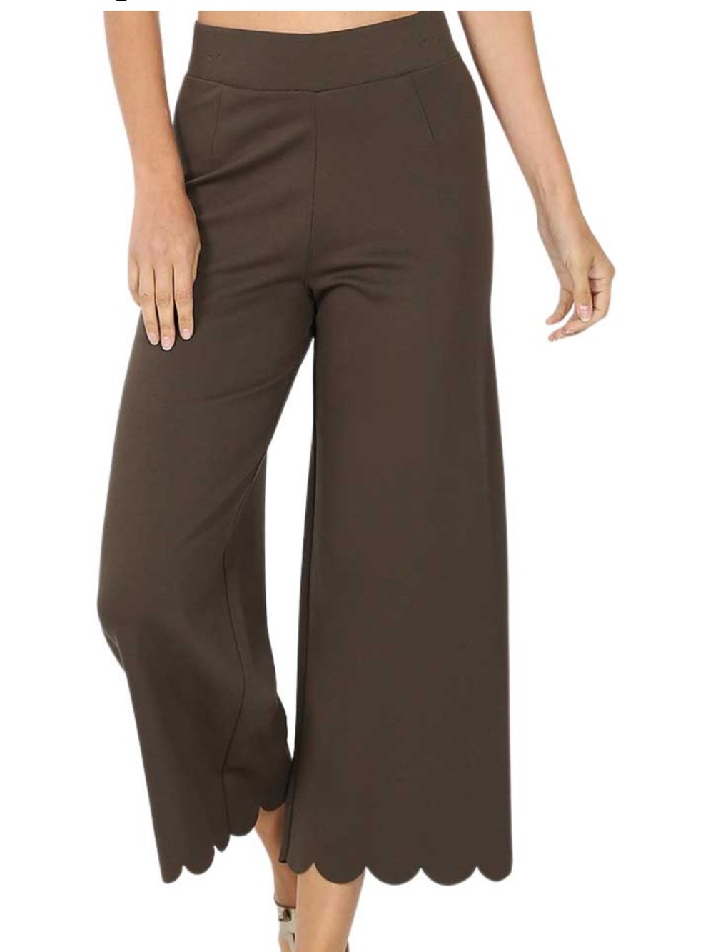 Zenana Outfitters Pants Curvy Scalloped Hem